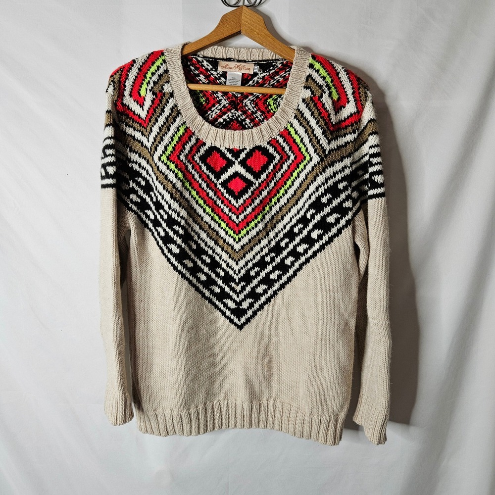 Mara Hoffman Intarsia Aztec Pattern Oversized Swe… - image 1